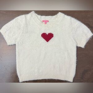 Sugar Thrillz Cream Sweater with Red Heart